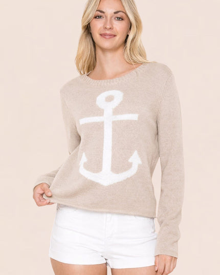 Anchor Nautical Beach Cotton Sweater