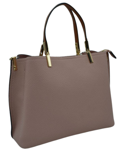 Gold Detailed & Brown Handled Textured Bag