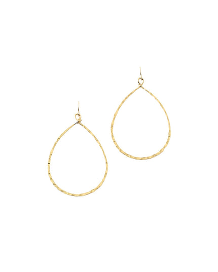 Teardrop Hammered Metal Open Earrings
