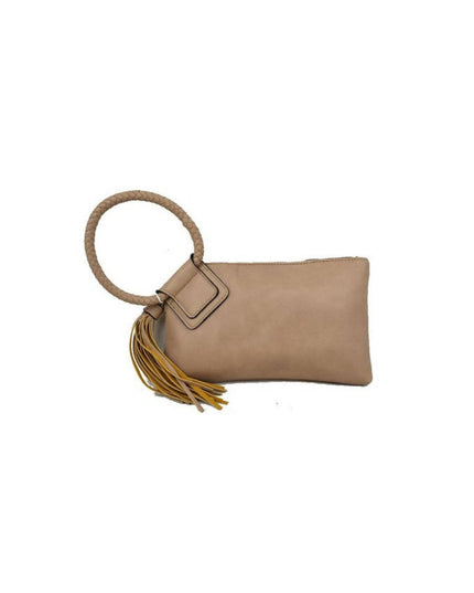 Braided Circle Handle Clutch Bag