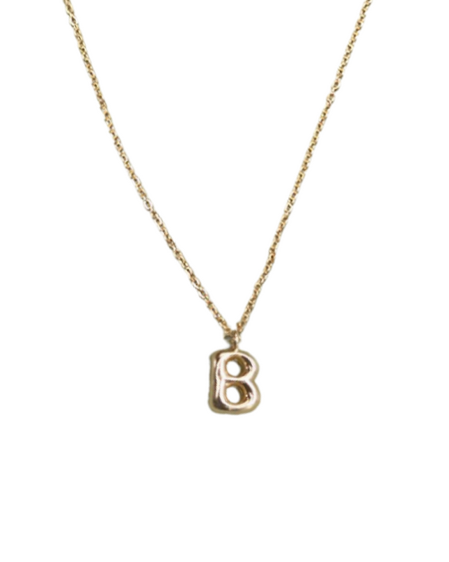 Gold Balloon Bubble Initial Necklace