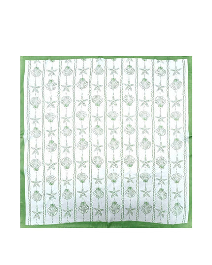 Starfish Seashell Pattern Square Silky Satin Bandana Scarf