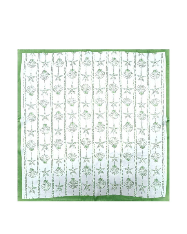 Starfish Seashell Pattern Square Silky Satin Bandana Scarf