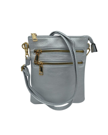 2 Zipper Tall Vegan Leather Crossbody Bag