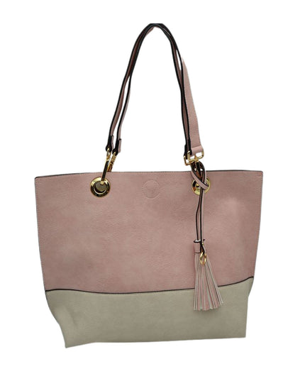Gold Grommet Two Tone Tote Bag & Crossbody Bag
