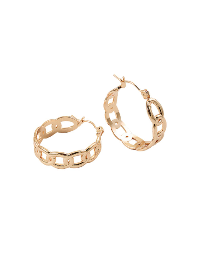 Chain Link Metal Hoop Earrings