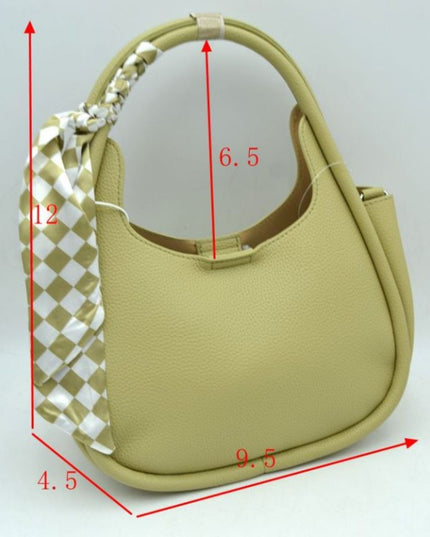 Checkered Scarf Wrapped Tote Bag