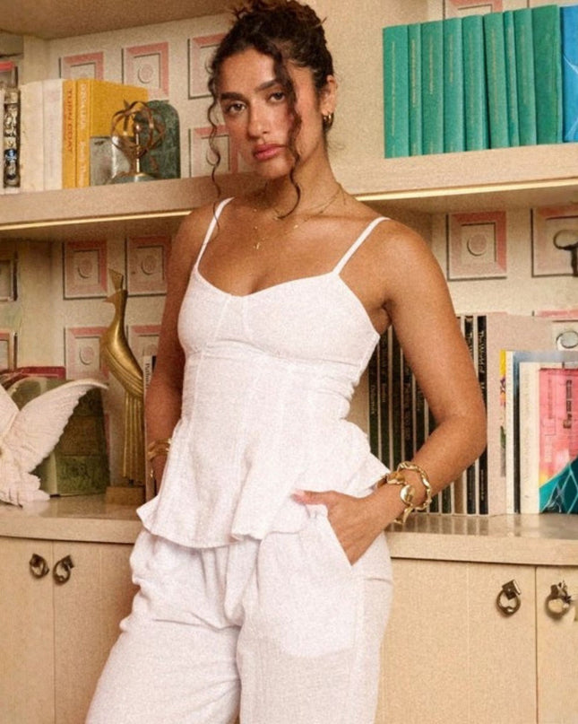 Saskia Thin Strap Ruffle Corset Top