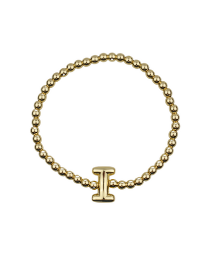Bubble Initial Ball Gold Stretch Bracelet