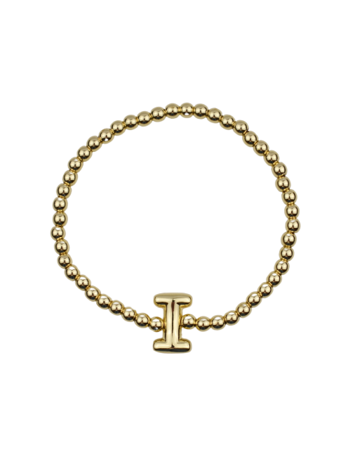 Bubble Initial Ball Gold Stretch Bracelet