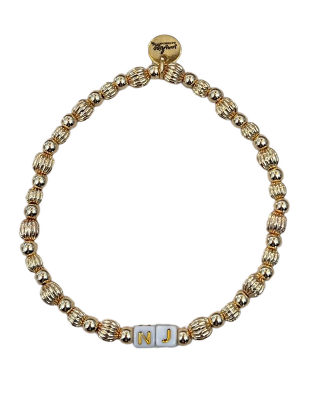 NJ Golden Beaded Letter Block Bracelet
