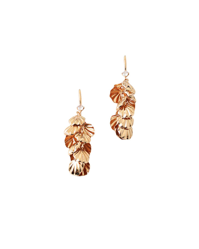 Metal Seashell Cluster Droplet Earrings