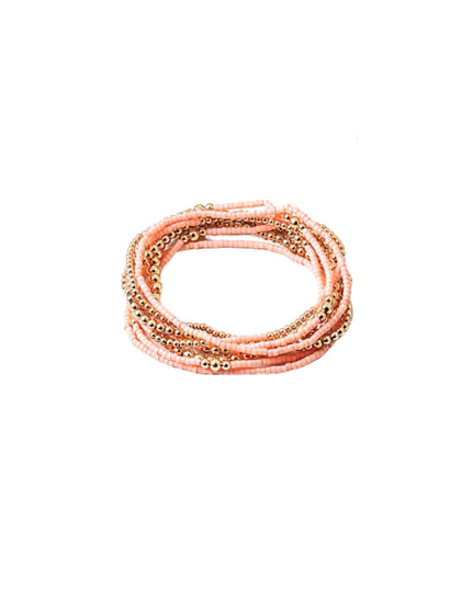 Thin Bead Gold Ball Beaded 7 Bracelet Set