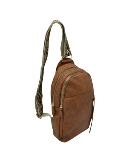 Diamond Design Multi Zip Sling Bag