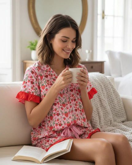 Strawberry Fields Slumber Party Pajama Shorts Set