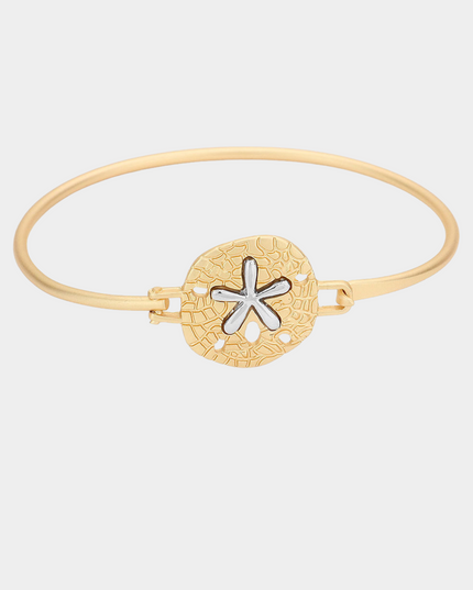 Sand Dollar Hook Bangle Two Tone Bracelet