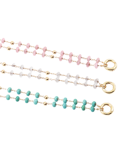 Circle Clasp Center Tiny Beaded Necklace