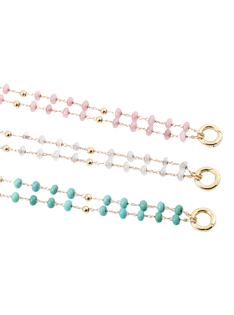 Circle Clasp Center Tiny Beaded Necklace
