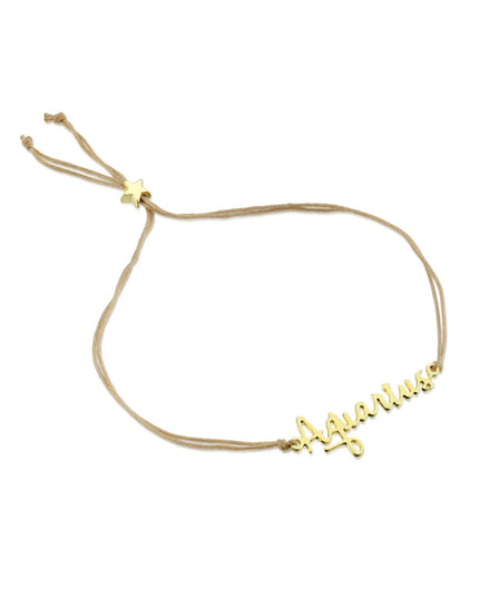 Zodiac Gold Scripted Adjustable Cord Bracelet