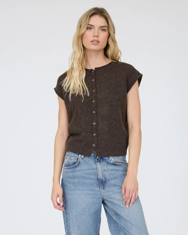 Raw Edge Sleeveless Lightweight Cardigan Sweater