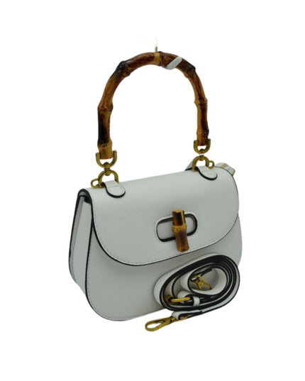 Bamboo Handle & Closure Detail Satchel Bag