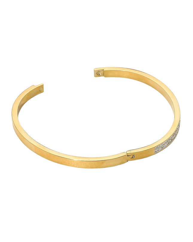 Double Row Rhinestone Paved Hinged Bangle Bracelet