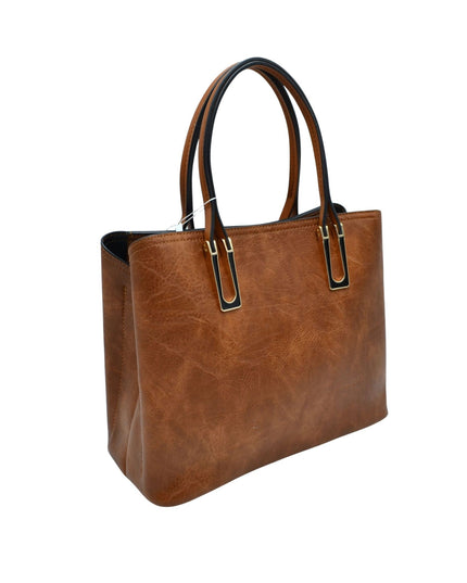 Chestnut Strap Shoulder Bag With Rustic Finish