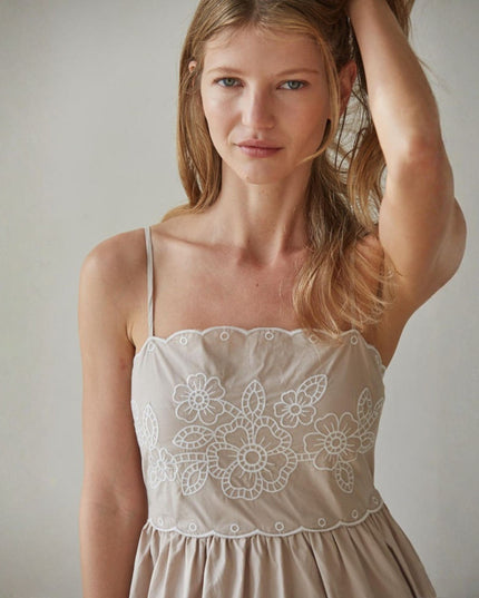 Eloise Embroidered Spaghetti Strap Maxi Dress
