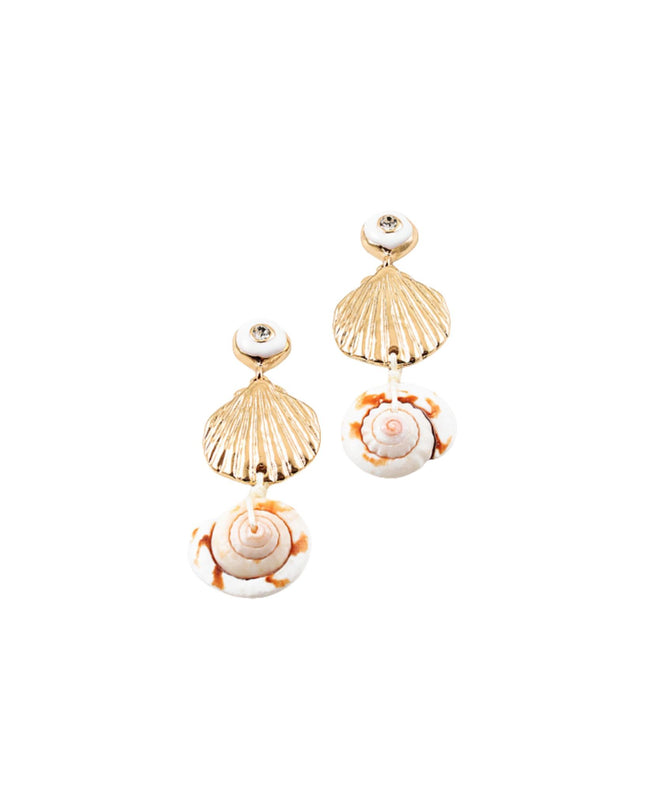Metal Natural Seashell Crystal Droplet Earrings