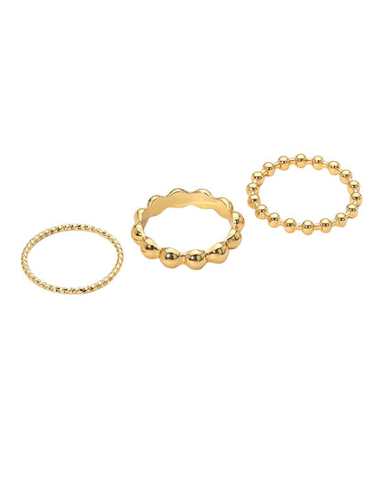 Ball Bead Wavy Metal 3 Ring Set