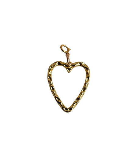 Textured Metal Open Heart Gold Charm