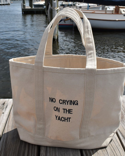 No Crying On The Yacht Embroidered Boat Tote Bag