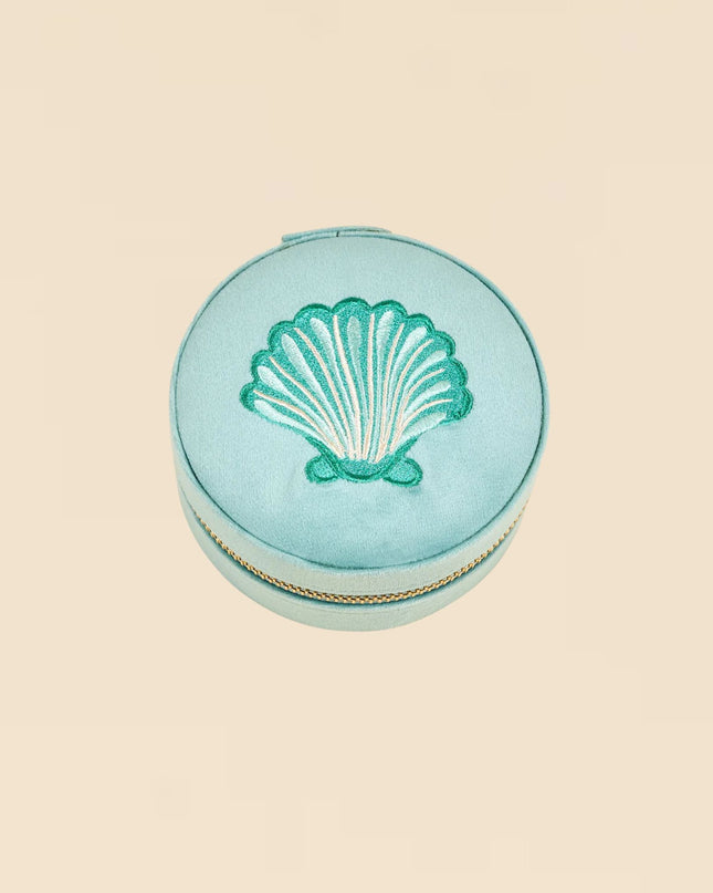 Seashell Round Velvet Jewelry Case