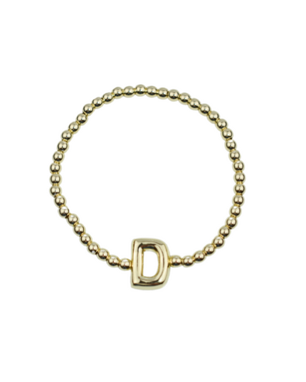 Bubble Initial Ball Gold Stretch Bracelet
