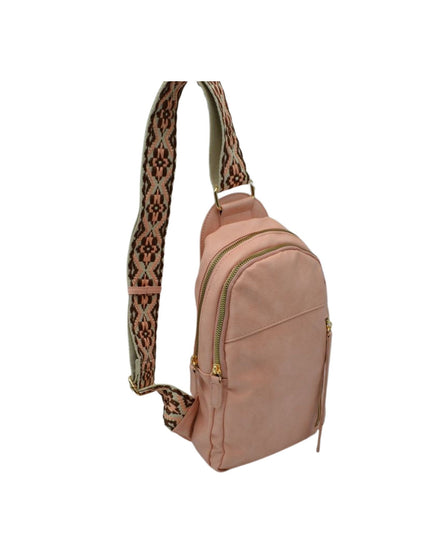Diamond Design Multi Zip Sling Bag