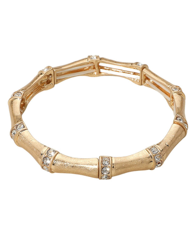 CZ Spaced Bamboo Metal Bracelet