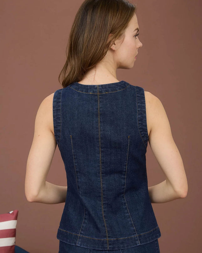 Button Down Sleeveless Denim Vest