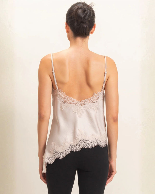 Asymmetrical Satin Lace Cami Top