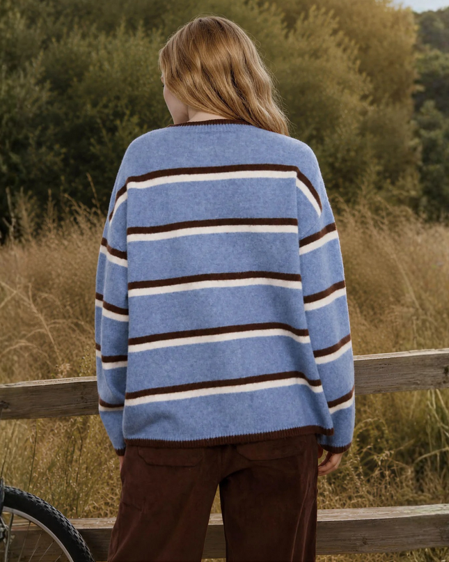 Striped Button Down Cardigan Sweater