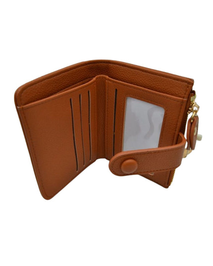 Zipper Button Card Holder Wallet