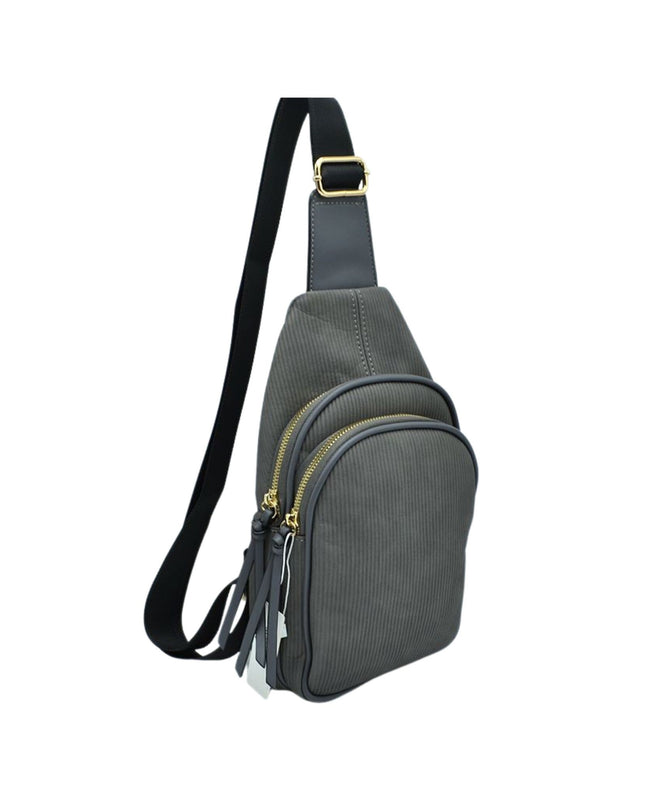 Ribbed Sling Crossbody Bag