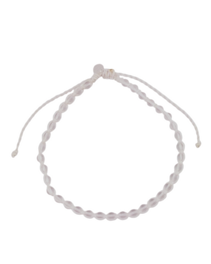 Frosted Bead White Cord Anklet