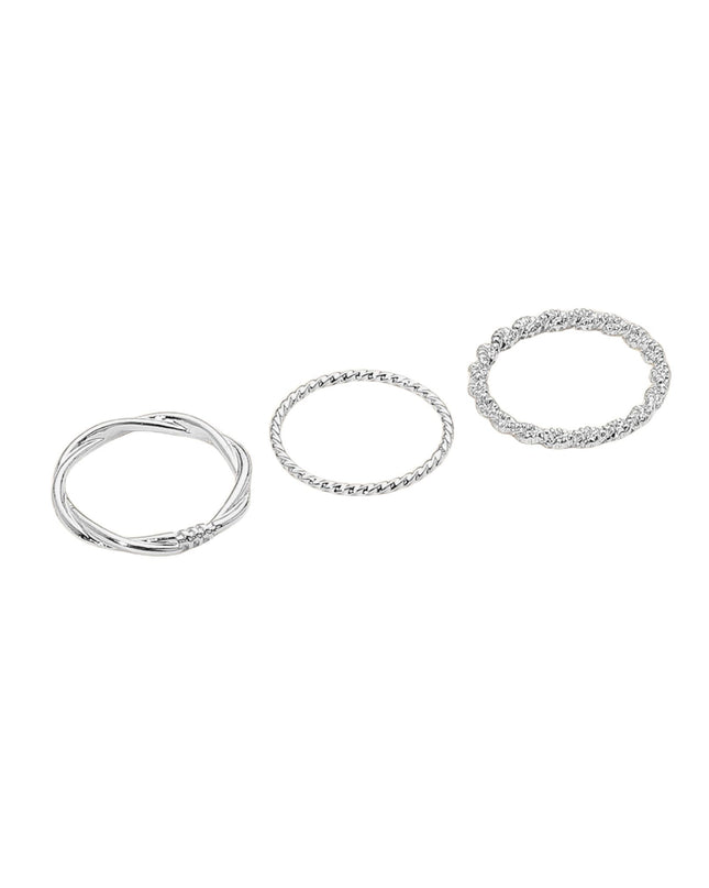 Textured Curved Thin 3 Ring Set
