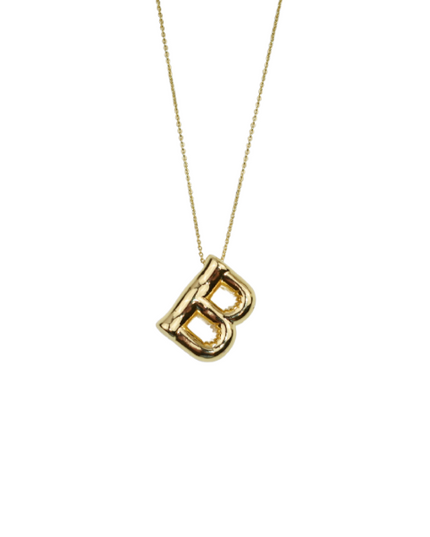 Bubble Initial Ball Gold Necklace