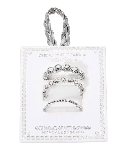 Ball Bead Wavy Metal 3 Ring Set