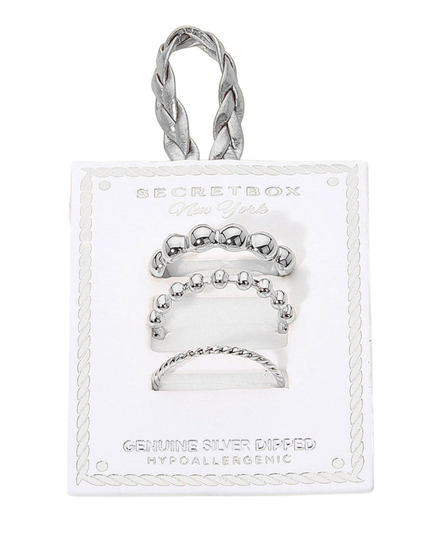 Ball Bead Wavy Metal 3 Ring Set