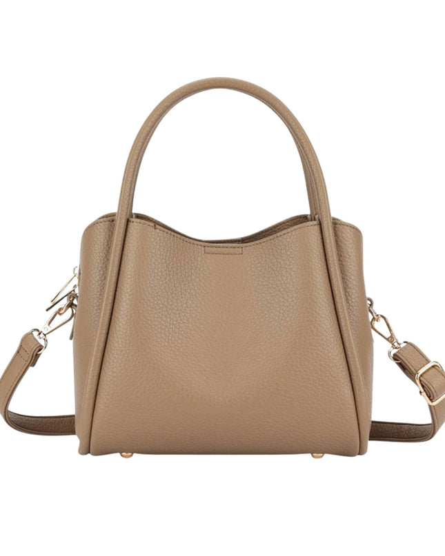 Faux Leather Structured Top Handle Crossbody Handbag