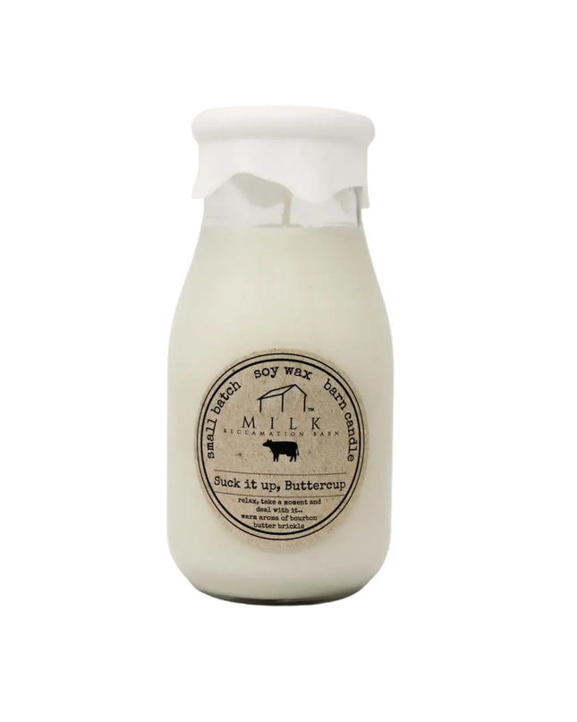 Suck It Up Buttercup Milk Bottle Candle