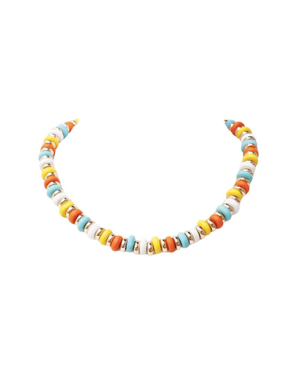 Candy Disc Bead Gold Metal Beaded Necklace