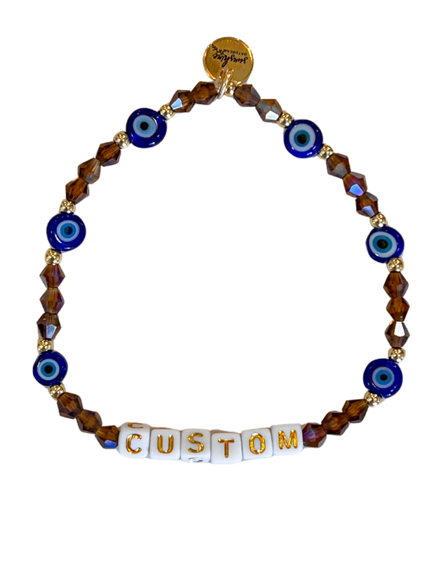 Blue Evil Eye By The Yard Custom Letter Block Bracelet